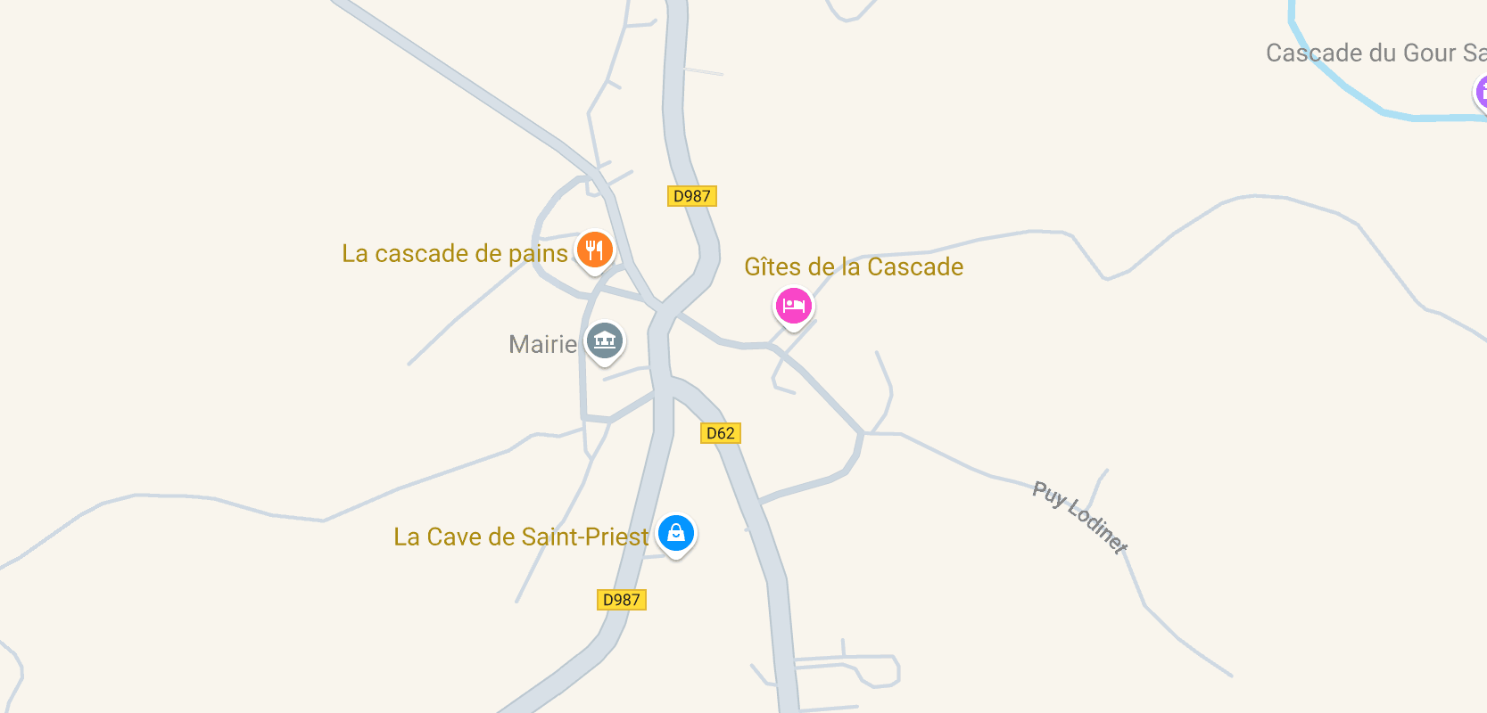 Carte du village afin de repérer les gîtes de la cascade